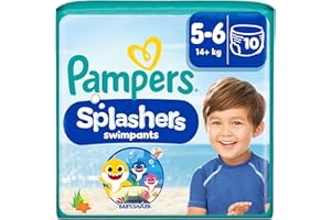 ‎PAMPERS Pampers Windeln Größe 5-6, Splashers Baby Shark Limited Edition, 10 Stück, Einweg-Schwimmwindeln, für sicheren Schutz im Wasser