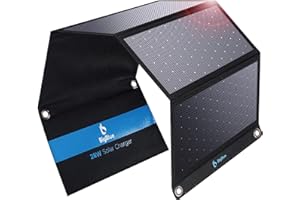 BigBlue 28 W składana ładowarka solarna z 2 USB-C + 1 USB-A (5 V/4,8 A łącznie) przenośny i wodoodporny IP44 panel słoneczny + 4 stalowe haki Kompatybilna z iPhone 15/14/13/12, iPad, Samsung Galaxy