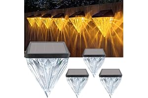 AGOTD Lampy solarne do użytku na zewnątrz, wodoszczelna lampa solarna do dekoracji ogrodu, solarne lampy ogrodowe na taras, ogrodzenie, do ogrodu, schodów, ścieżek, 4 sztuki, bursztynowe światło