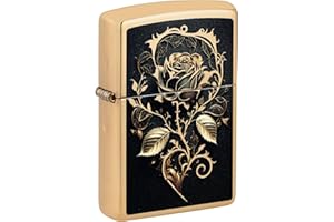 Zippo Sturmfeuerzeug - Golden Rose, High Polish Brass, Color Image - Nachfüllbar - Wiederverwendbar - Windfestes Design - Geschenkbox - Made in USA