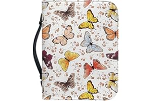Kuiaobaty Colorful Butterflies Book Cover Faux Leather, Bible Carrying Cases with Handle, Notebook Case Fits Books Up to 12" 9" 2.41"
