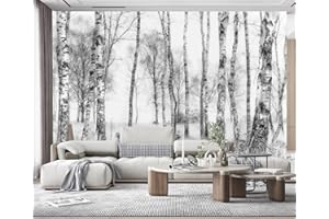 Papier Peint Panoramique Forêt D'Arbres Noir Et Blanc Papier Peint 3D Tapisserie Murales Decoration Murale -MIWEI Wallpaper-011-330cmX245cm
