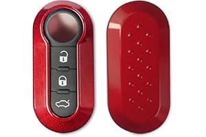 Lage Guscio per Chiave + Pad Pulsanti Tasti compatibile con Fiat Grande Punto Evo Panda 500 Bravo Stilo e Lancia Ypsilon Delta Musa, Telecomando Cover Scocca Gommino Ricambio (guscio rosso + tasti)