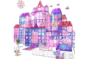 BLmukce Magnetic Building Tile Blocks Set, STEM Educational 3D Construction Toys for Kids 3-10 Year Old, Montessori Sensory Learning Activities Gift for Toddlers Boys Girls (154PCS)