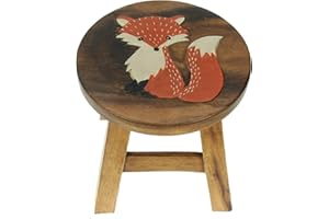 Namesakes Childrens Wooden stool - Fox - Fun for kids - Handcrafted from Wood - Present for Boys or Girls