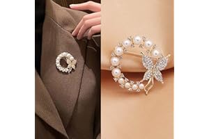 TseenYi Pearl Brooch Pins Crystal Butterfly Pins Brooch Gold Pearl Rhinestone CZ Broonch Vintage Pearl Pins Brooch Cardigan Clip Lapel Clip Shirt Clip Jewelry for Women and Girls Gifts