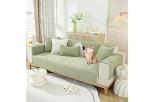 LIVEGO Pet Couch Covers for Sofa,Simple Striped Chenille Anti-Scratch Couch Cover,Chenille Couch Covers for Pet,Chenille Couch Cover Non Slip Solid Textured Couch Covers