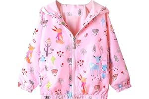 JinBei Bambina Cappotto Giacca a Vento Con Cappuccio Sottile Giacche e Cappotti Ragazza Abbigliamento per La Tuta Solare Cerniera Lampo Bimba Autunno Protezione Solare Vestiti Impermeabile 1-7 Anni