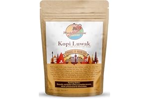 Monkey Business Coffee - Grains De Café Moulus Sauvages Kopi Luwak - 125 Grammes (Autres Poids Et Types De Haricots Disponibles) - De Source Durable (D'indonésie)