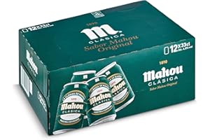 Mahou Clásica, Pack 12 Latas x 33cl, Cerveza Dorada Lager, Auténtica Cerveza Mahou Con Sabor Suave, Refrescante y Con Espuma Consistente, 4.8% Vol. Alcohol