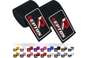 REPTON FITNESS GEARS Boxing Hand Wraps for Men- Cotton Hand Gloves with Hook & Loop Strap & Thumb Loop -Elasticated Bandages Wrist Support tape -Great for MMA, Muay Thai, Kickboxing- Unisex Adult Pair