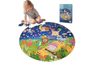 Funsland Jigsaw Floor Puzzles for Kids - Double Sided Puzzles for 3+ Year Old Children Giant 88 Piece Animal Toys Gifts Age 4 5 6 7 8 Boys Girls ﻿