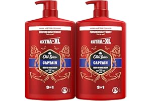 Old Spice Captain Gel De Ducha Y Champú Para Hombres 2x1000ml, Gel Para Cara, Cuerpo Y Pelo 3 En 1 Multiusos, Frescura Duradera, Fragancia Excepcional, Limpieza Profunda