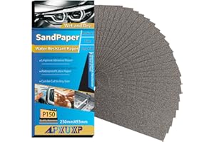 ALPXUXP 30 Pezzi Carta Abrasiva,Carta Vetrata in Grana 150,Impermeabile Levigatura a Secco e Umido Sandpaper 9 x 3,6 Pollici