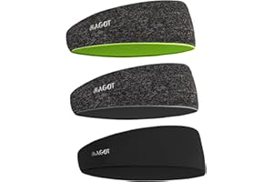 HAGOT Men's Headband 3 Pack, Quick-drying Sweatband and Sports Headband, Absorption Breathable Band Sweat for Running, Cycling, Basketball, Tennis, Fitness Workout