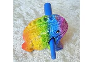 FAIR TRADE Frog Percussion Toy Guiro - Multicolor Wooden Sound Effects Instrument - 4CM