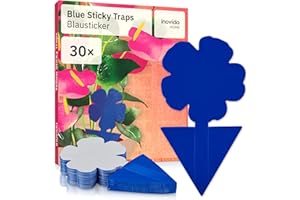 ‎INOVIDA Blautafeln Thripse Bekämpfung: 30 Blautafeln gegen Thripse ohne Insektizid – Klebefalle für Zimmerpflanzen Schädlingsbekämpfung – Mit Blausticker Thripse bekämpfen – Fliegenfalle Klebefalle – Inovida