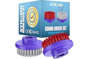 Synoshi Pro Brosses Rondes de Rechange pour Nettoyage Électrique, 2 Pièces, Nettoyage de Surfaces Courbes et Plates, Élimination de la Saleté, Calcaire et Graisse, Lavables au Lave-Vaisselle