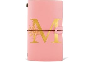 HSDSH Diario in Pelle PU iniziale, Taccuino Diario di Viaggio, Rosa Quaderno Scrittura Appunti Agenda, Compleanno Natale Regalo per Donna Ragazze Amica Studenti Sorella Maestre Rosa Gold(M)