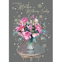 Modello di biglietto di auguri per il giorno della mamma. Stampa mockup cartolina. Scritta in inglese: Festa della mamma felice. Flyer congratulazioni per la WOM internazionale Immagine e Vettoriale