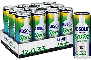 ‎SPRITE Absolut Vodka Sprite Zero Zitrone-Limette - alkoholhaltiges Mixgetränk ohne Zucker aus Wodka und erfrischendem Zitronen-Limetten-Geschmack in stylischen Einweg Dosen (12 x 250 ml)
