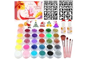 Temporary Glitter Tattoo Kids, Eleanore's Diary 31 Colors,165 Unique Stencils,2 Glue,4 Brushes,Adults & Kids Art Glitter Make Up Kit, Gifts for Girls Boys Easter School Birthday Party