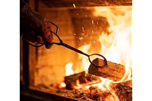 Kingson Pinze per camino, lunghezza 43 cm, con manico grande, design rivettato, braciere, barbecue, barbecue, carbone e legna