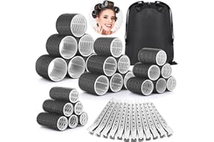 Thrilez 37-Piece Big and Small Hair Roller Set, DIY Salon Style with Storage Bag and Clips (4 Sizes: 60mm, 48mm, 36mm, 25mm for Long, Medium, Short Hair)