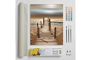 DonElton Pintar por Números para adultos Paisajes - 40x50 cm Kits de pintura con Pinceles, colores acrílicos y lienzo de lino, Sin marco - Regalo creativo (Playa)