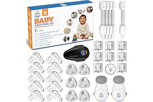 SAFER GIGGLES 7-in-1 Baby Proofing Kit (33 Pieces) | Complete Child Safety Set with Magnetic Cabinet Locks, Socket Covers, Corner Protectors, Oven & Door Locks for Baby & Toddler Safety
