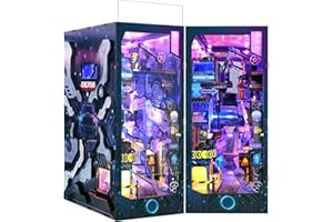 RONSTONE Book Nook - Cyberpunk Puzzle 3D Casa Delle Bambole con Copertura Antipolvere e Luce LED - Miniature Casa Delle Bambole in Legno Regalo Creativo per Adulti 14+