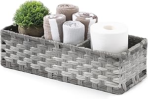 AOZITA Storage Basket for Toilet Tank Top - Gray Wash