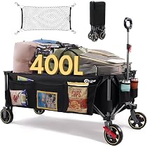 Chariot De Plage Pliable PORTAL - Tout Terrain 120KG - Poignée Réglable - Camping Pique-Nique