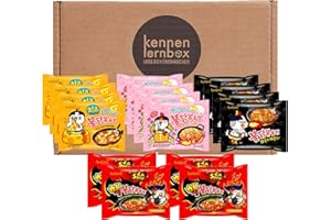 ‎KENNENLERNBOX Kennenlernbox 16er Instant Nudeln Set | Koreanische Hot Chicken Ramen 16er Mix zum Probieren (Kompatibel mit Samyang)