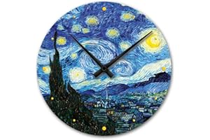 Giallobus - Orologio Linea Basic - Vincent Van Gogh - Notte stellata - Legno Mdf - Basic 30x30 - Meccanismo silenzioso - Pronto da appendere - Orologi moderni