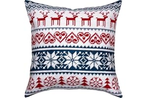 ‎BRVSK Brvsk Weihnachts Hirschmuster Stickset mit bedruckter Gobelin (40 × 40 cm) Stickkissenset für kreative Inneneinrichtung Handarbeitsset für erwachsene Anfänger