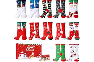 DOUUCO Weihnachtssocken Kuschelsocken Flauschig Lustige Weihnachtsmotiv Weihnachts Festlicher Socken Christmas Socks Baumwolle Socken Sockenkalender Winter Warme Bett Socken für Damen Herren Mädchen