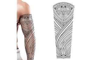 Tatodays temporary tattoo full arm tribal hawaiian turtle polynesian aztec stick on body art transfer cosplay halloween adult temp tattoo for arms aztec fancy dress party cosplay for women and men