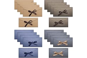 BLLREMIPSUR 20 Stück Kraftpapier Umschläge, Retro Kraftpapier Vintage Kraft Briefumschläge mit farbigen Bändern Geschenkkarten für handgefertigte Einladungen, Hochzeits- oder Festival-Karten (4 Farben)
