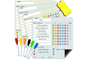 AOMAIC 4PCS Magnetic Chores Chart for Kids Reward Chart Magnetic Good Behaviour Charts for Children Meal Planner Board Magnetic Whiteboard Weekly Planner Chores Board for Family Fridge Kitchen