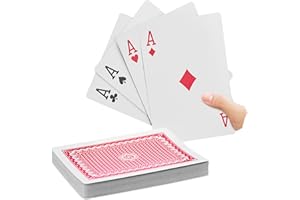 Relaxdays 10023627 Jumbo karty do pokera, 54 karty, wodoodporne karty do gry z tworzywa sztucznego XXL, zabawny prezent lub dekoracja, 18 x 13 cm, kolorowe