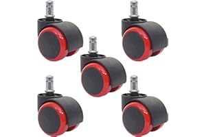 Mendler HWC-H86 - Ruedas para silla de oficina, 150 kg, capacidad de carga 50 mm, color rojo