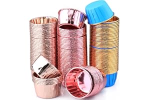 jsysj 150 Piezas Papel para Magdalenas, Impermeable Papel Muffins Cupcakes, Tazas para Hornear Cupcakes para Boda o Cumpleaños Fiesta - 50 Piezas Champán Oro, 50 Piezas Rosa Oro y 50 Piezas Azul
