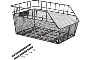 FastRider Cestino per Bicicletta Posteriore e Anteriore, Cestino Bicicletta in Filo Metallico per Zaino Scuola o Borsa della Spesa, Fissaggio Incluso, Idrorepellente, Nero