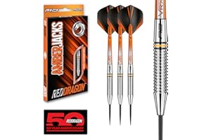 RED DRAGON Amberjack Tungsten Darts Set with Darts Flights & Dart Stems (Shafts) – Professional 90% Tungsten Premium Darts Set – Available in 22g, 23g, 24g, 25g, 26g, 27g, 28g, 30g