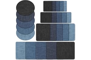 GHEART Toppe Termoadesive, Toppe per Stirare Jeans, Jeans Ferro Denim Toppa Quadrata Rotonda con Kit di Riparazione in Tessuto, per Pantaloni Fai-da-Te Borsa Vestiti(5 Dimensione, 5 Colore)