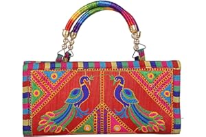 Craft Trade Clutch Bags for Women - Rajasthani Hand Embroidered Mini Crossbody Bag Women's Cluches for Wedding Party Gifts