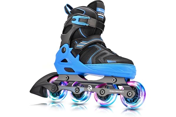 Kuxuan Skates justerbara inline-skridskor för pojkar flickor barn med lysande cyklar, tonårsskridskor för nybörjare kvinnor
