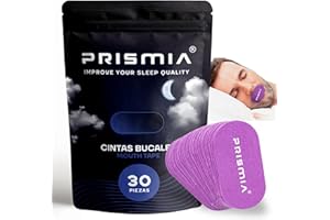 Prismia Pack de 30 Tiras Bucales. Mouthtape for Sleeping. Cinta Bucal para Dormir con la Boca Cerrada. Myotape Boca Adulto. Antironquidos para Dormir. Mouth Strips. Parches Pegatina Boca Dormir.