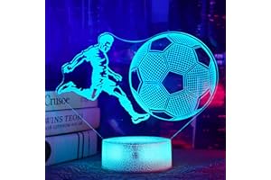 ‎OKIYID OkiyiD Fußball Geschenke für Jungen, Fußball 3D Illusion Lampe, Fußball Nachtlicht mit Fernbedienung + Touch 16 Farbwechsel + Timer Schreibtischlampen für Mädchen Männer Zimmer Dekor